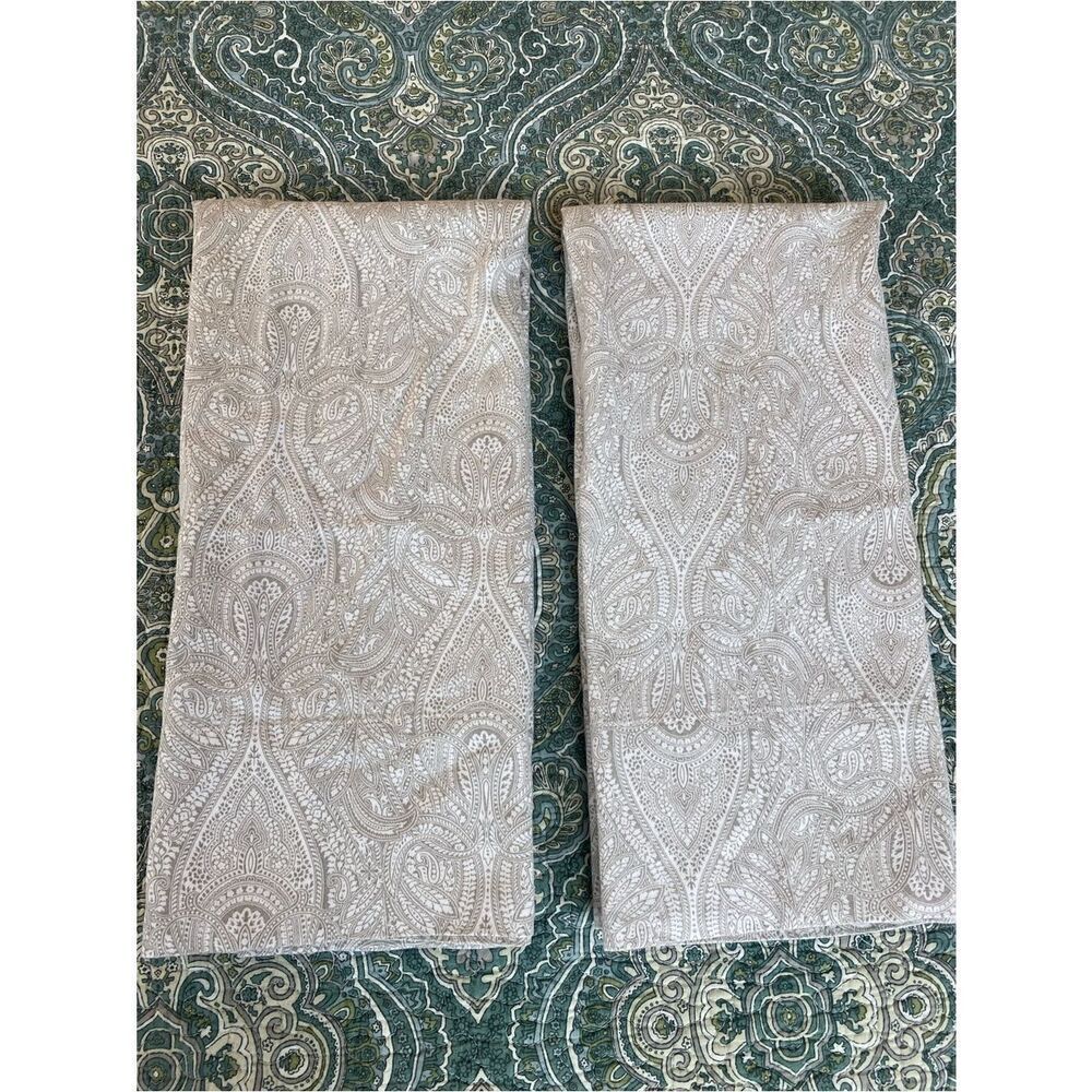 Decorative Paisley Pillow Sham Pair in Light Taupe